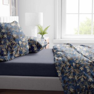 Completo lenzuola letto arredo ARCONATE in Percalle Indigo francese